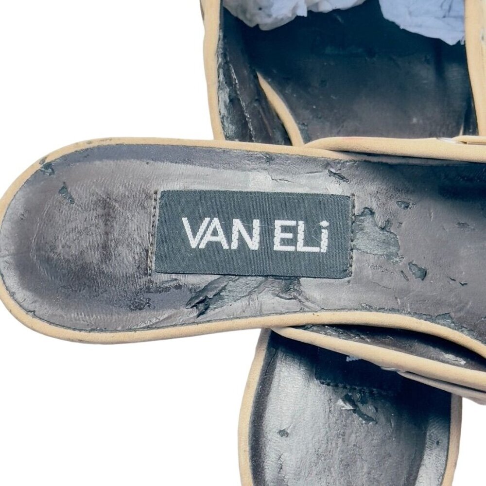 VAN ELI Womens Shoes Beige Suede Leather Kitten Heel Mules Moccasin Look Size 7M - Picture 13 of 13